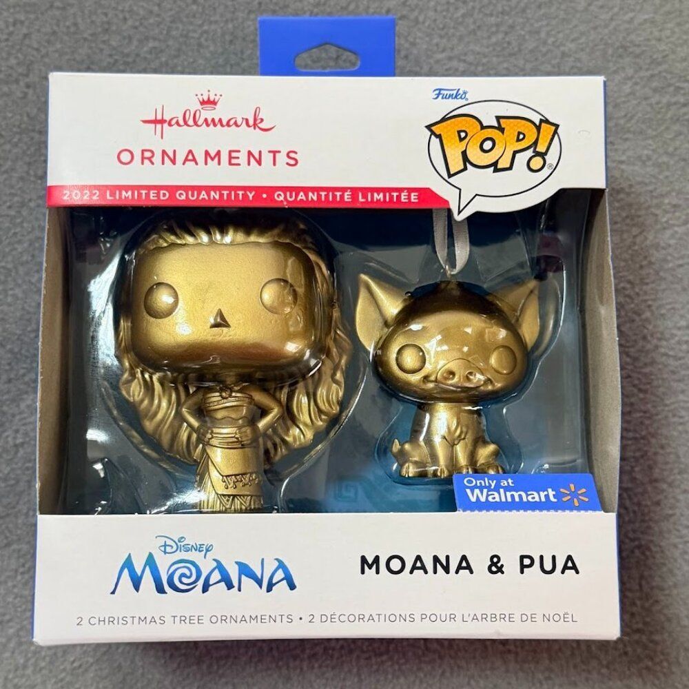 Disney Moana & Pua Hallmark Funko Pop CHASE Limited Gold 2022 Ornaments NEW